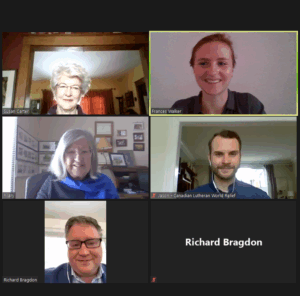 Meeting with Conservative MP Richard Bragdon and representatives from Canadian Lutheran World Relief, and Results Canada. GRAN representatives: Susan Carter and Hilary Elliott