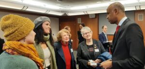 Greater Van GRAN members Sheila Pepper and Gail Mullan with Minister Hussen along with reps from VIDEA