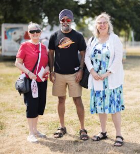 GRANs Gail Mullan and Kathleen Wallace-Deering with Minister of International Development Harjit Sajjan -- Topic of conversation? Urging strong support for the Global Fund -- August 2022