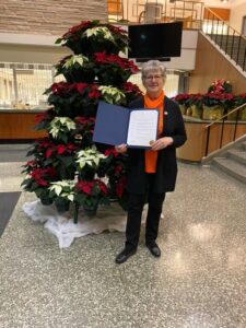 Gail Mullan with Mayor's Proclamation New Westminster, BC