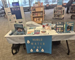 Display table at library for World Water Day