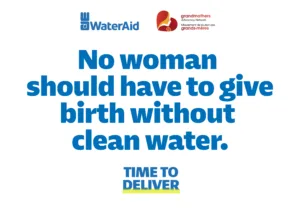 Sign: No woman should have to give birth without clean water. Time to Deliver